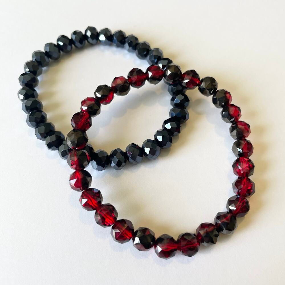 2 Piece Electroplated Faceted Austrian Crystal Bracelet Set ~ 7”